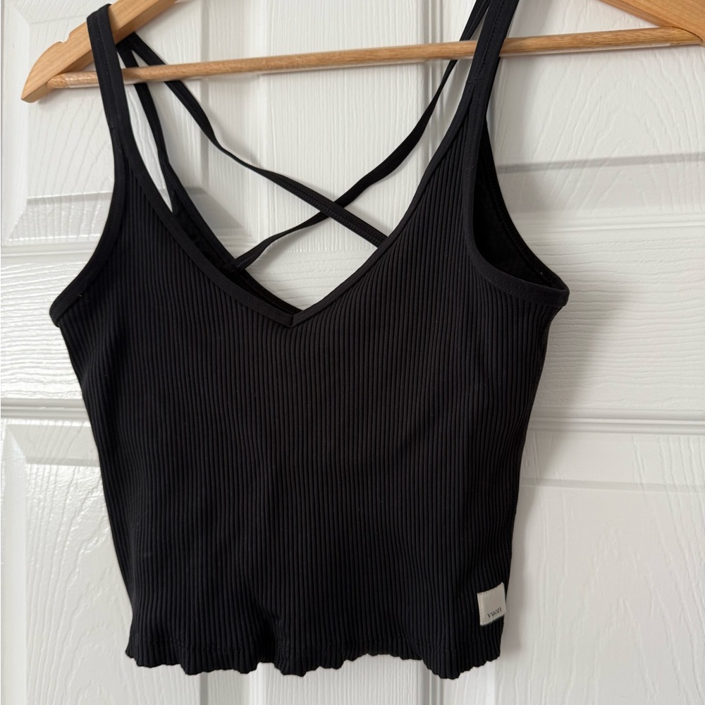 Vuori Black Ribbed Camisole Top